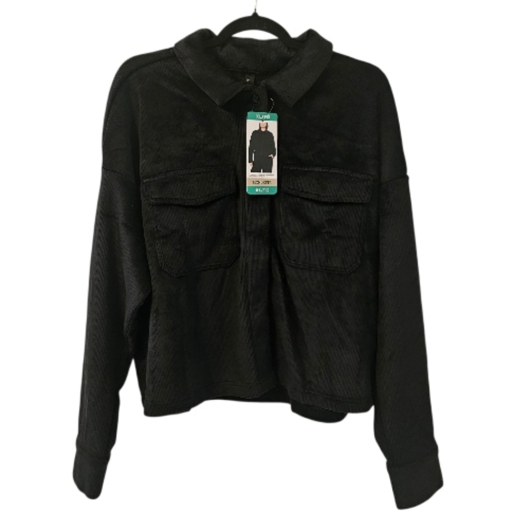 Black Mondetta Women's Cropped Couduroy Textured Top